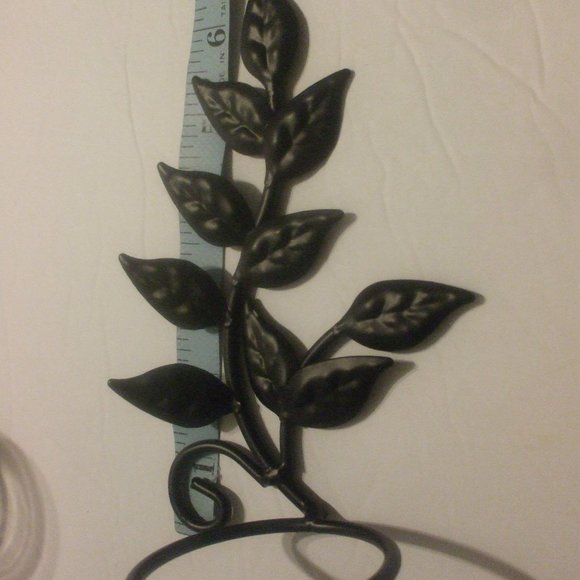 2 Iron Leaf Sconces With Glass Cups 8 Inches Tall - Picture 6 of 6